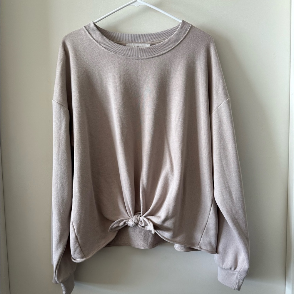 LOFT Light Beige Knotted Sweatshirt